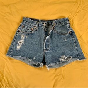 High Waisted Distressed Levi’s Denim Jean Shorts